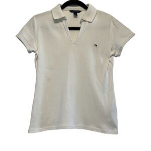 Tommy Hilfiger White Collared V-Neck Shirt
